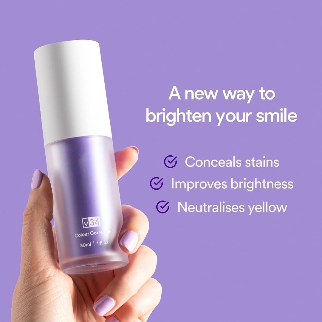 SkyShopy Purple Toothpaste Instant Color Corrector Stain Remover Teeth Whitening Booster for a Brighter Smile with Fresher Breath HiSmile Men and Women tooth Solution for Yellow Stains