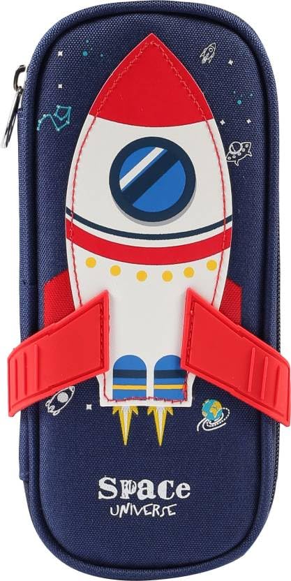 SkyShopy Cute 3D Space Pencil Case for Kids, Big Capacity Canvas Pencil Pouch with Zipper, Waterproof & Durable Large Storage Pencil case for Boys and Girl