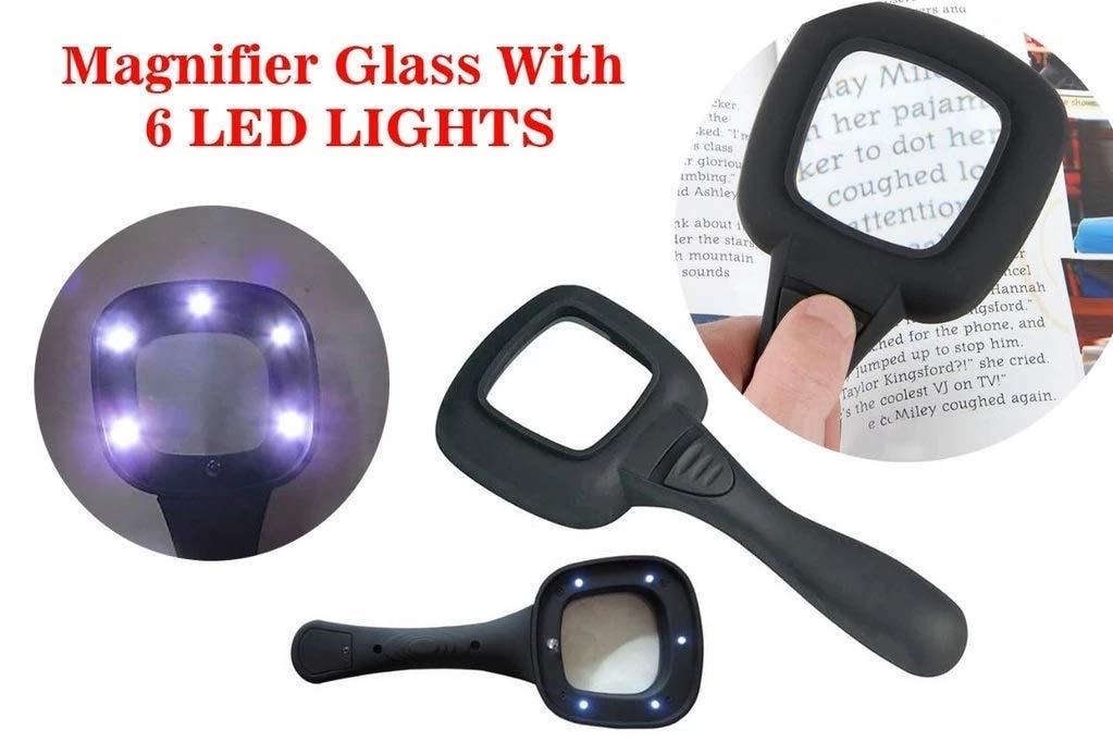 0557 Hand Held Optical Grade Magnifying Glass with 6 LED Lights - SkyShopy