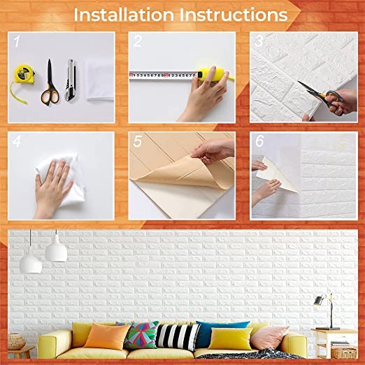 9303 Design Wallpaper 3D Foam Wallpaper Sticker Panels I Ceiling Wallpaper For Living Room Bedroom I Furniture, Door I Foam Tiles (Size - 73x70 cm) DeoDap