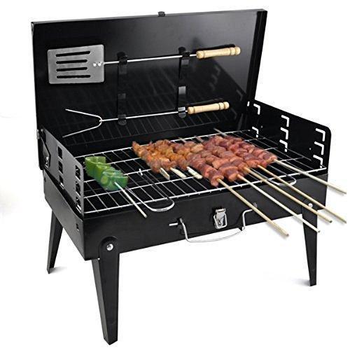 0125 Stainless Steel Briefcase Style Barbecue Grill Toaster (Medium, Black) - SkyShopy