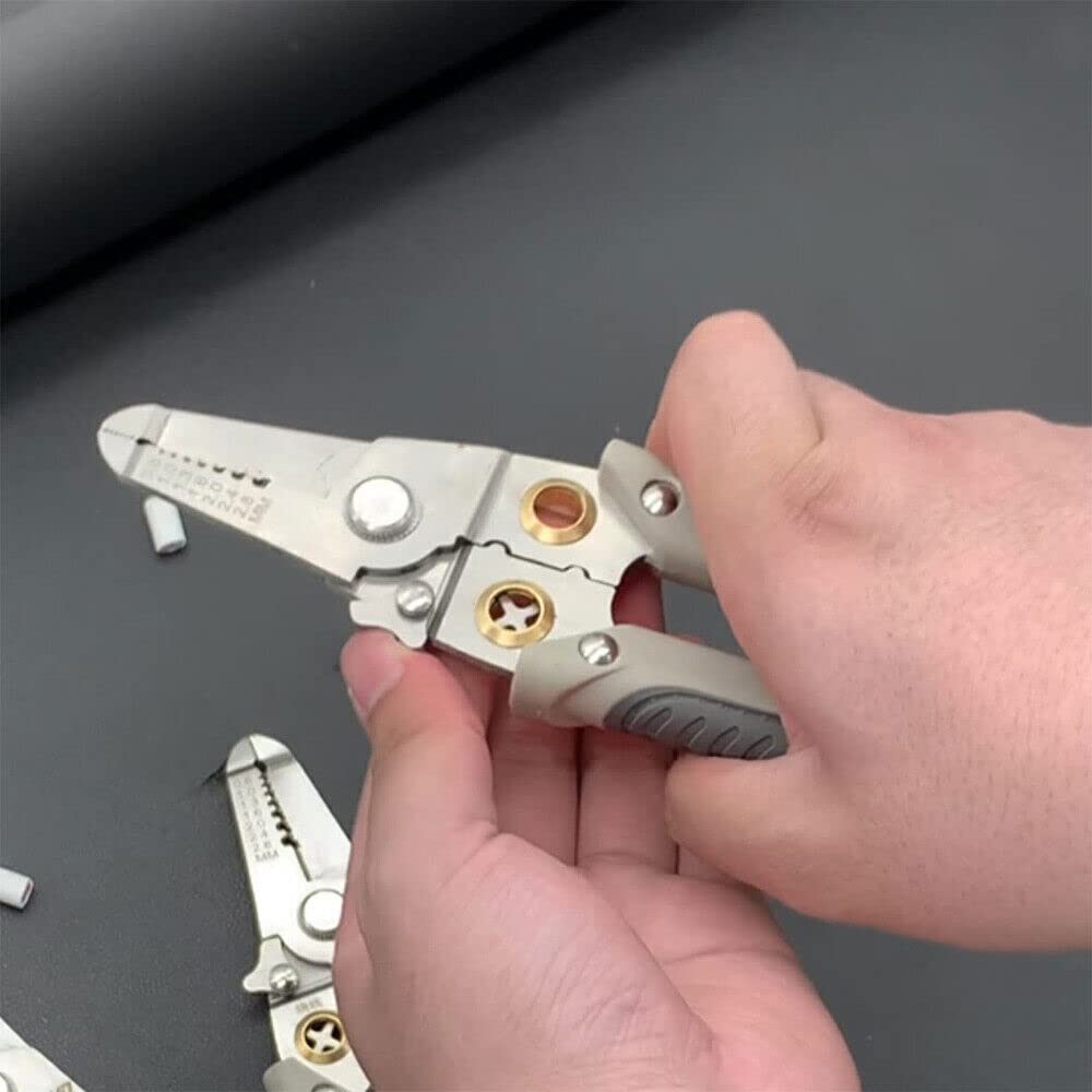 SkyShopy 6 In 1 Multifunction Electrician Wire Plier Tool || Electrical Wire Strippers Wire Splitting Pliers|| Stainless Steel Electrical Stripping Tool || Cable Stripping Cutting and Crimping
