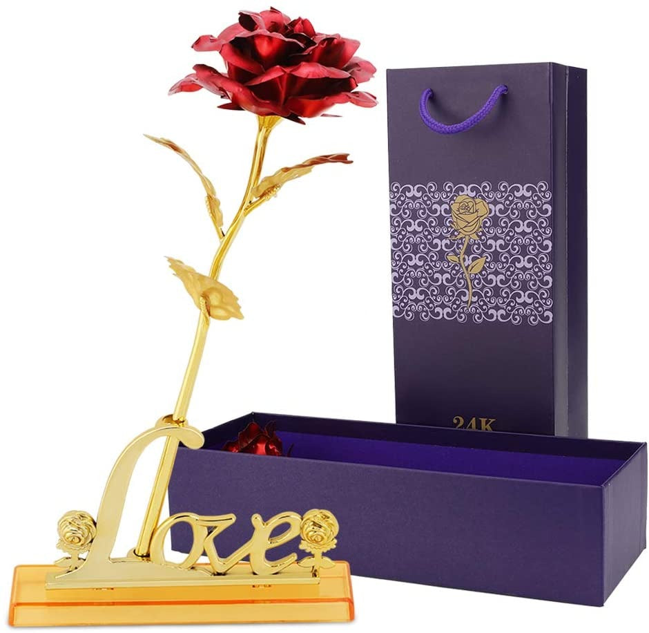 4809 24k Gold Rose,Gold Foil Plated Rose with LOVE Stand and Gift Box for Anniversary,Birthday,Wedding,Thanks giving freeshipping - DeoDap