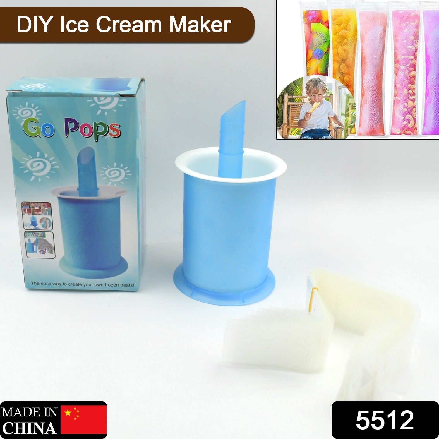 5512 Homemade Popsicle Maker Manual Ice Cream Machine With Approx 20 Pcs Packing Bag Popsicle Mold Convenient Maker Manual Ice Cream Machine For Kids Adults DIY, Reusable