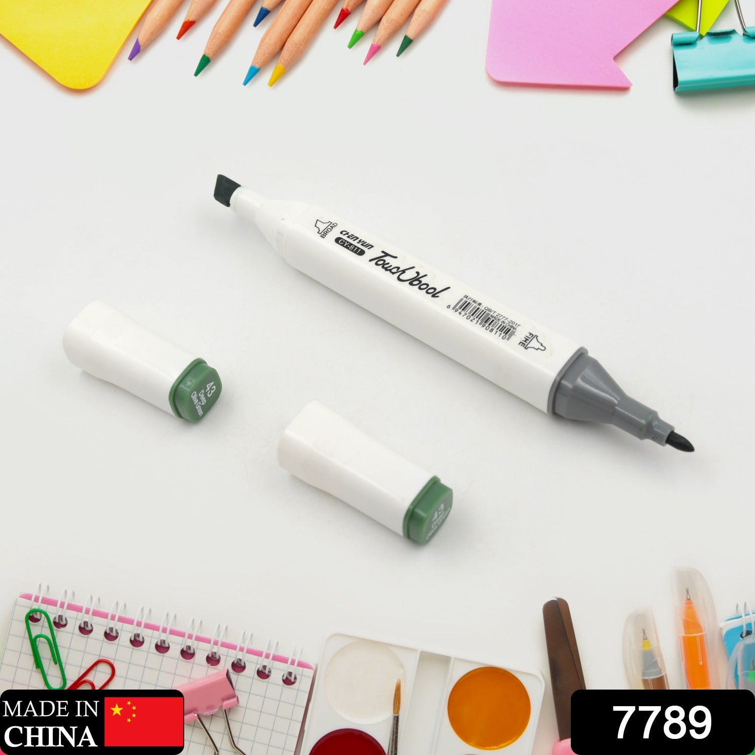 7789 Dual Tip Marker, Pens Double Ended Perfect for Drawing,Shading,Sketching,Designing,Outlining,Illustrating And Drawing For Kids & Adult, Card Making Classroom Use (1 Pc)