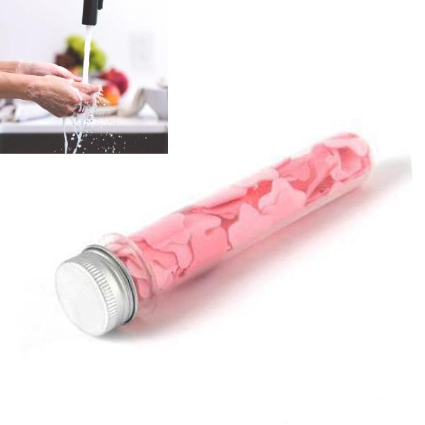 1319 Portable Hand Washing Bath Flower Shape Paper Soap Strips In Test Tube Bottle - SkyShopy