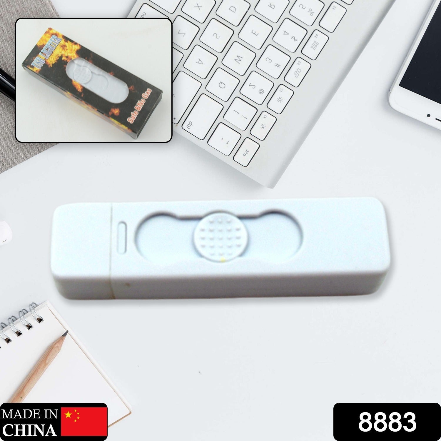 8883 Stylish Electric USB Lighter for Men & Women, Regular Cigarettes Portable USB Rechargeable Flameless, Coil Slim Cigarette Lighter with Charging Cable, Windproof E lighter, Lighter for Smoking (1 Pc )