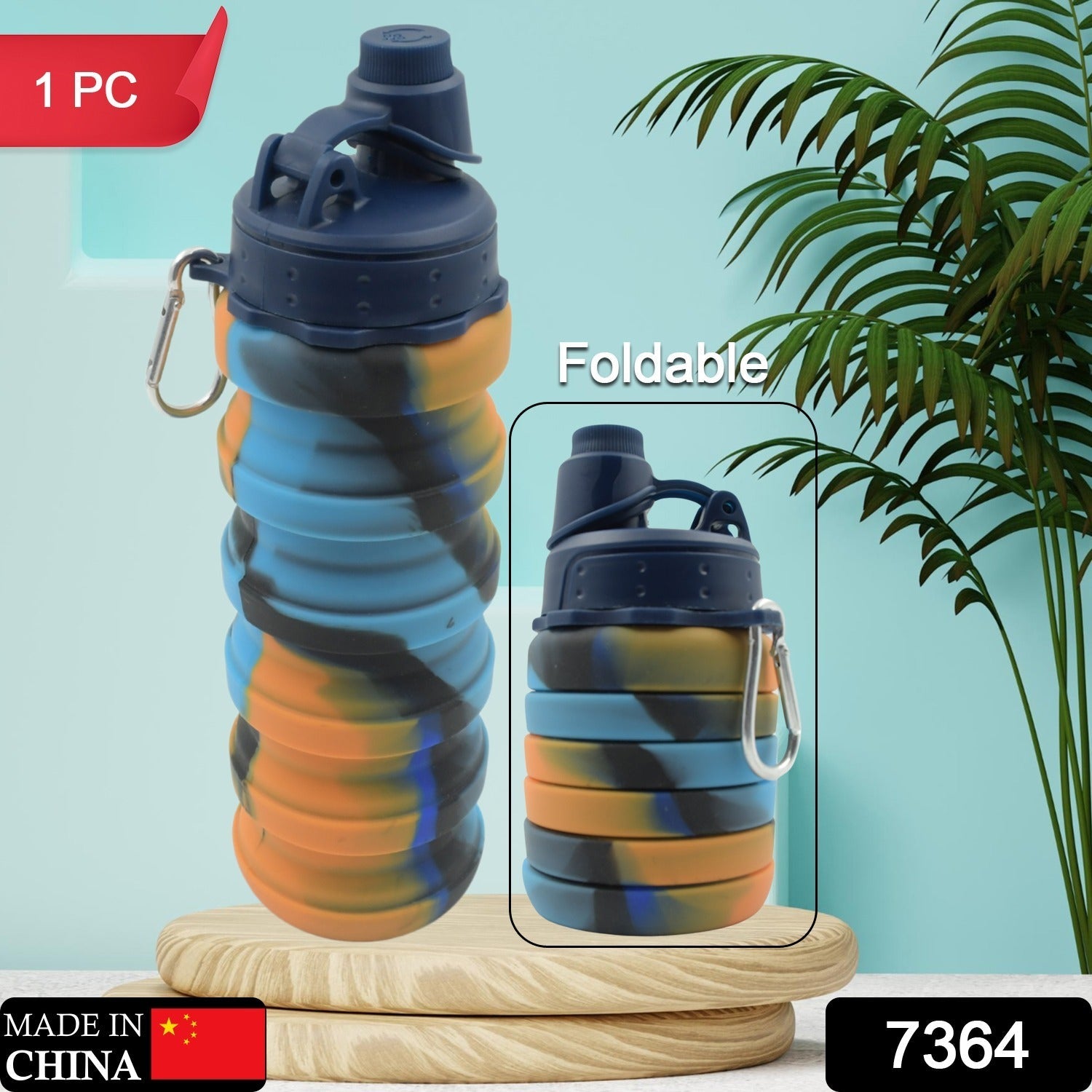 Foldable Water Bottle, BPA Free, FDA Approved, Food-Grade Silicone Leak Proof Portable Sports Travel Water Bottle for Outdoor, Gym, Hiking (1 Pc / 24 cm Foldable)