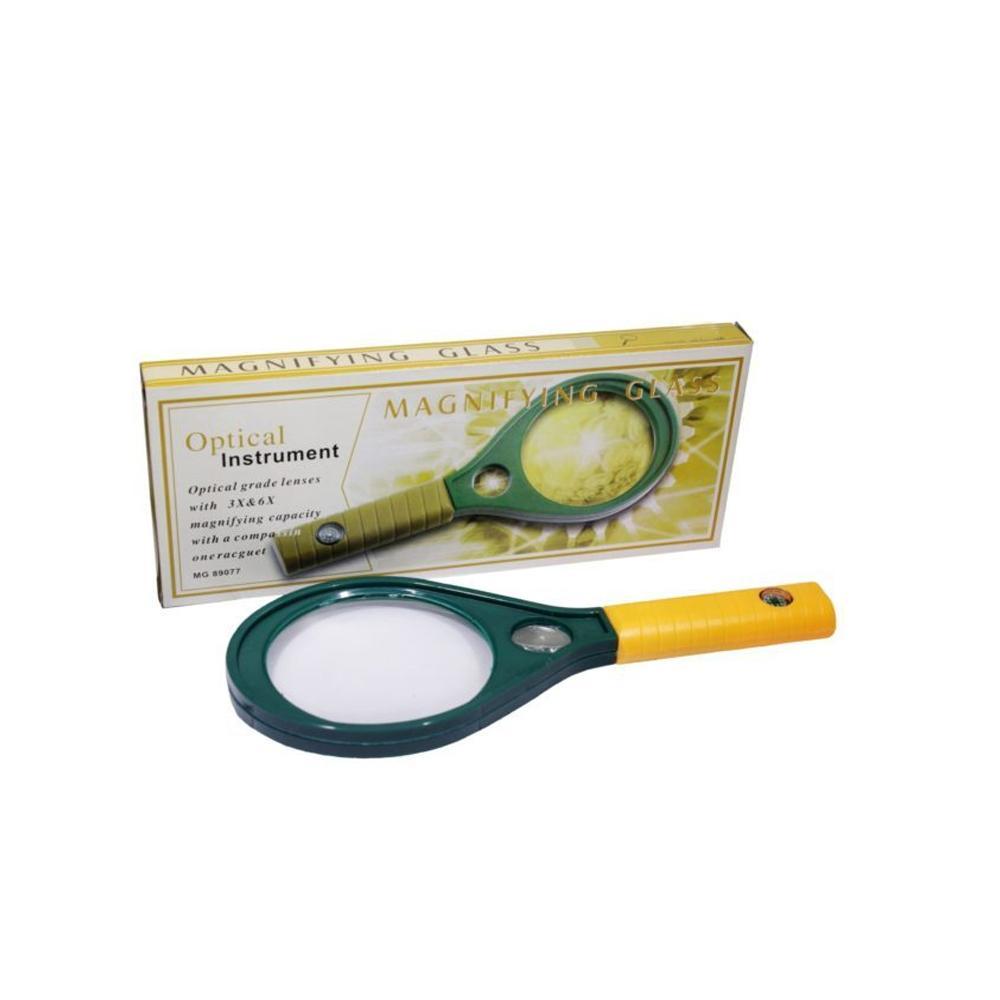 0527 Hand-Held Optical Grade Magnifying Glass with Compass (90mm) - SkyShopy