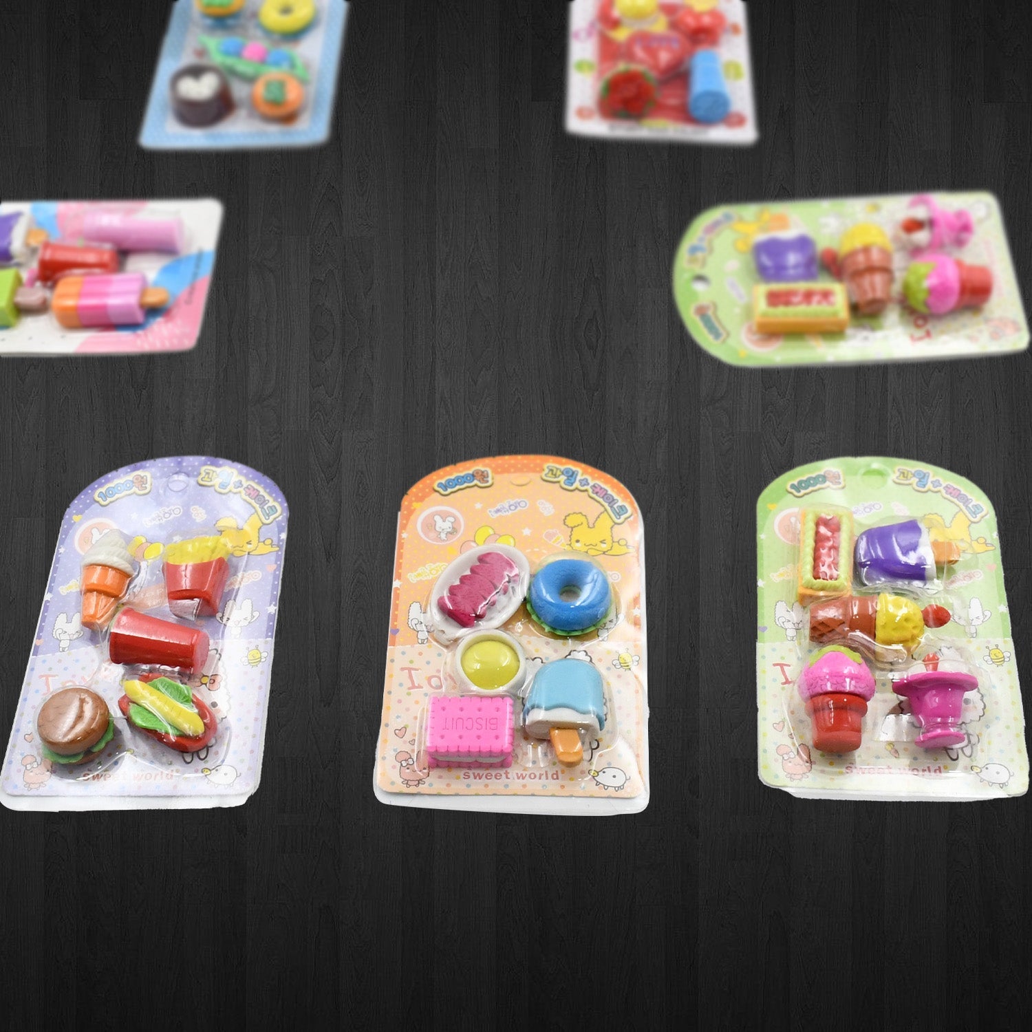 4392 Mix Design 1Set Fancy & Stylish Colorful Erasers for Children Different Designs & Mix, Eraser Set for Return Gift, Birthday Party, School Prize (1Set, 5Pc)