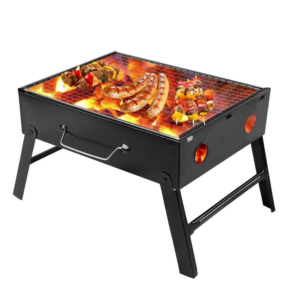 0126 Folding Barbeque Charcoal Grill Oven (Black, Carbon Steel) - SkyShopy