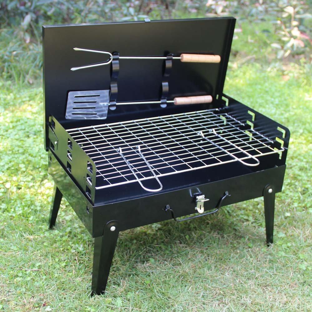 0125 Stainless Steel Briefcase Style Barbecue Grill Toaster (Medium, Black) - SkyShopy