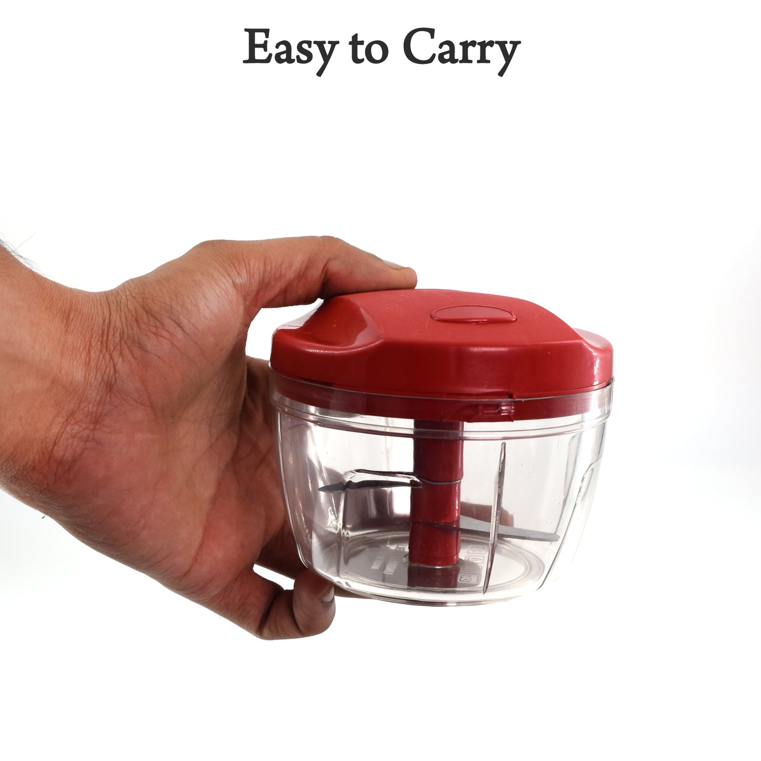 2283R Manual Red mini plastic food chopper with extra sharp blades (375 Ml) DeoDap