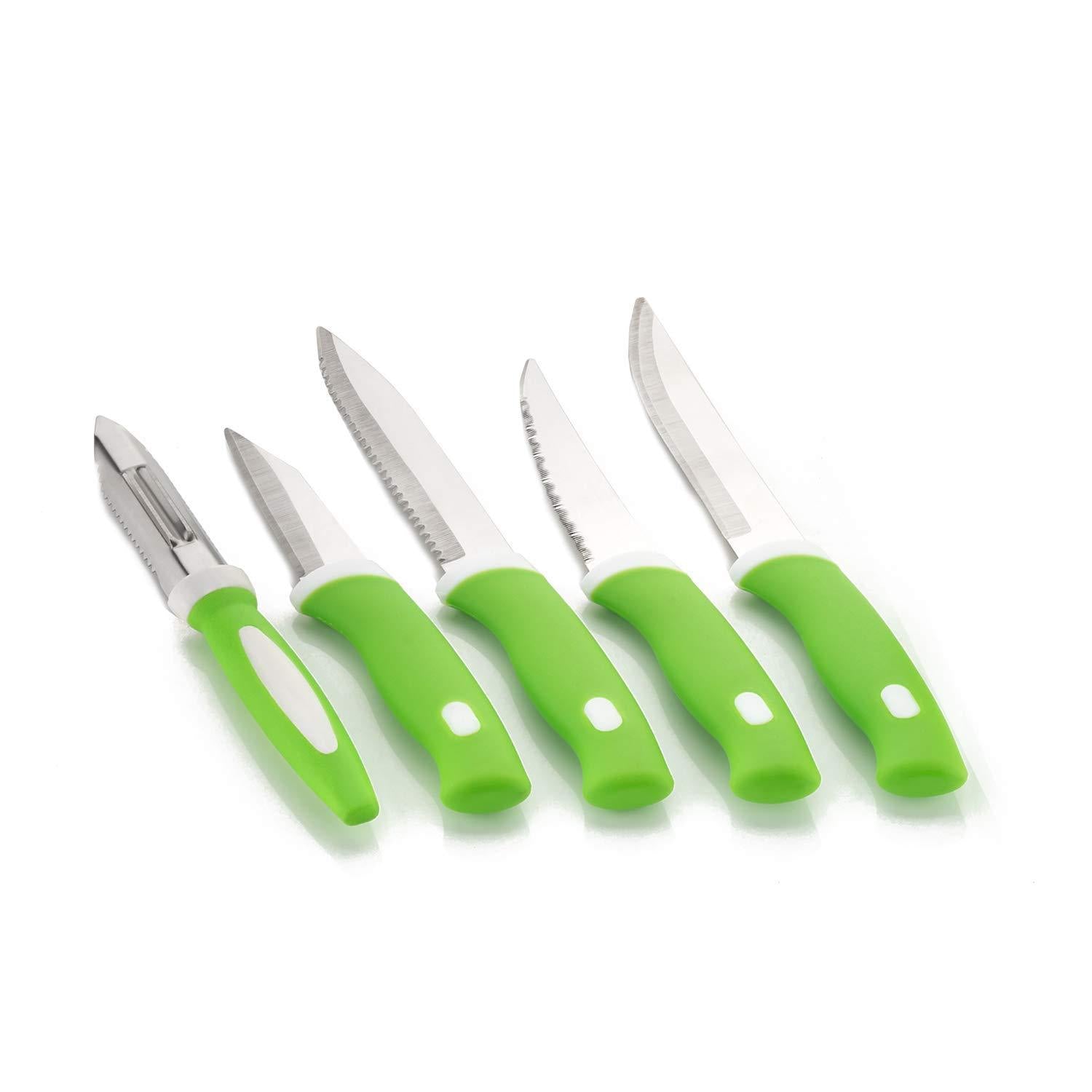 2211 Stainless Steel Knife & Peeler Set with Stand - 6 Pcs - SkyShopy