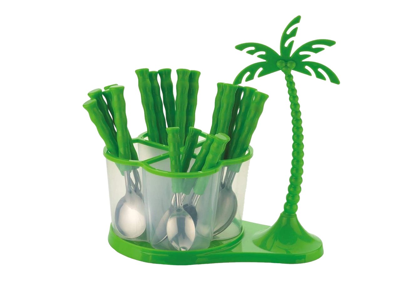 0111 Dining/Cutlery Set with Coconut Tree Design stand(24pcs) - SkyShopy