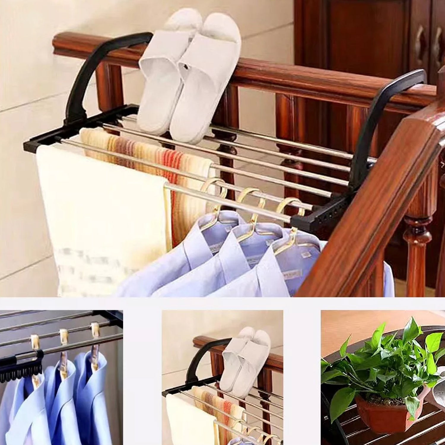 7620 Steel Small Hanging Rack Cloth Drying Rack for Home, Balcony, and Window DeoDap