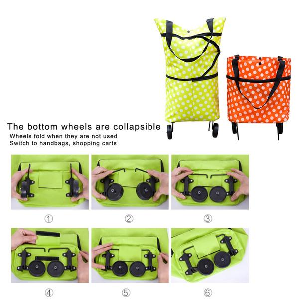 1652 Folding Cart Bags Trolley Shopping Bag For Travel Luggage - SkyShopy