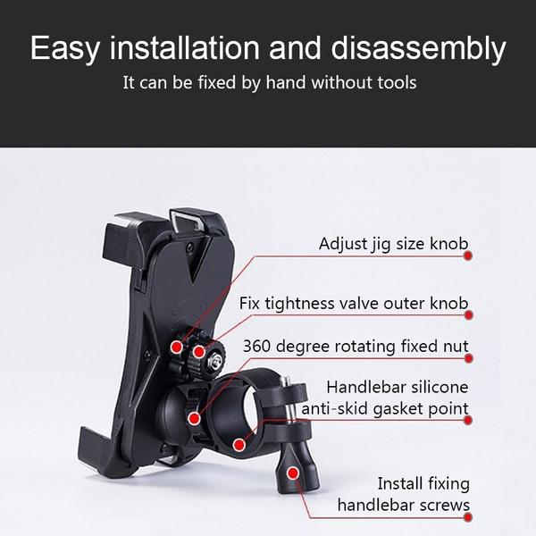 1456 Bike Phone Mount Anti Shake and Stable Cradle Clamp with 360° Rotation - SkyShopy
