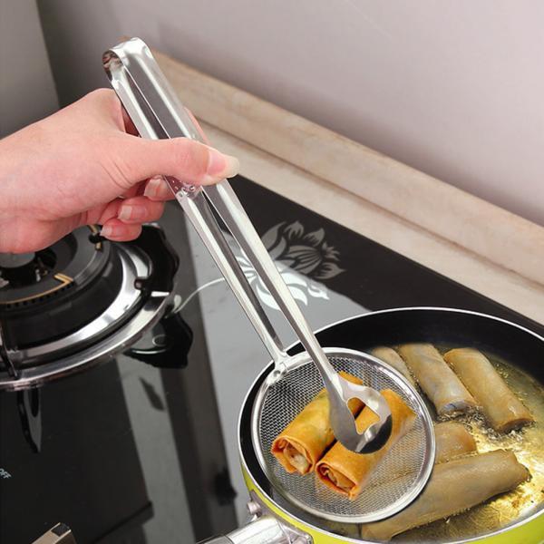 2412 2In1 Stainless Steel Filter Spoon with Clip Food Kitchen Oil-Frying Multi-Functional - SkyShopy