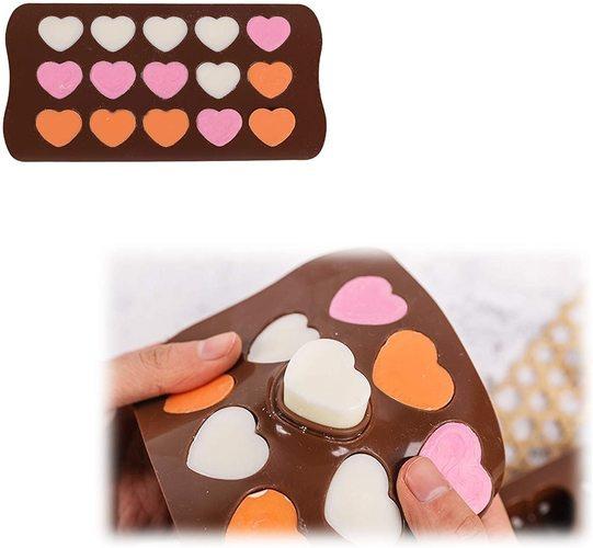 1187 Food Grade Non-Stick Reusable Silicone Heart Shape 15 Cavity Chocolate Molds / Baking Trays - SkyShopy