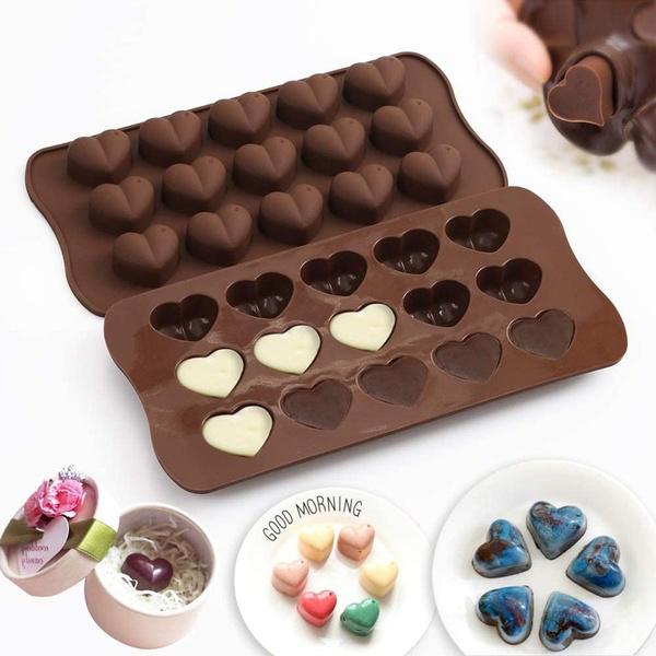 1187 Food Grade Non-Stick Reusable Silicone Heart Shape 15 Cavity Chocolate Molds / Baking Trays - SkyShopy
