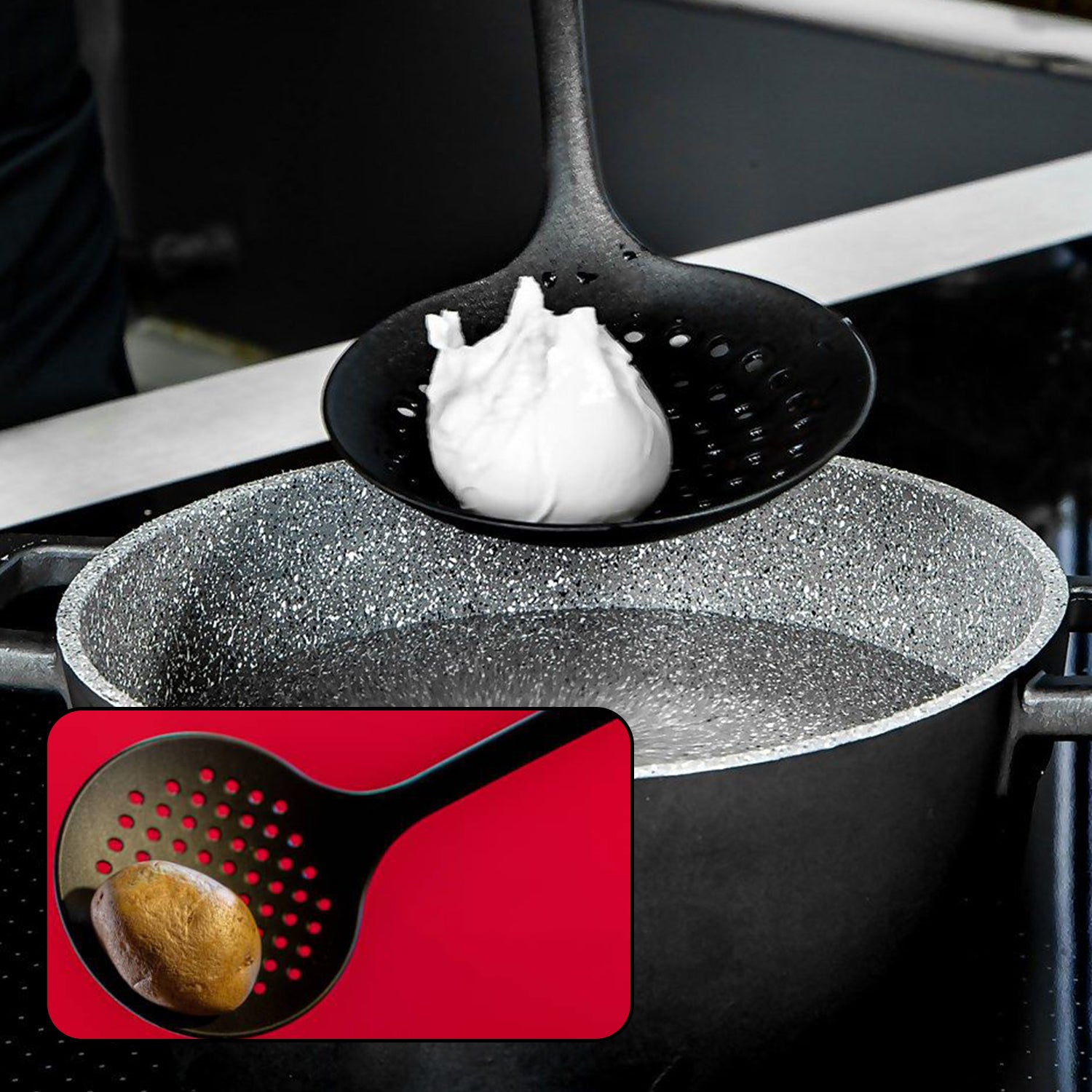 2652 Kitchen Utensil Sets Black Nylon Kitchen Tools Cooking Set Skimmer Spoon