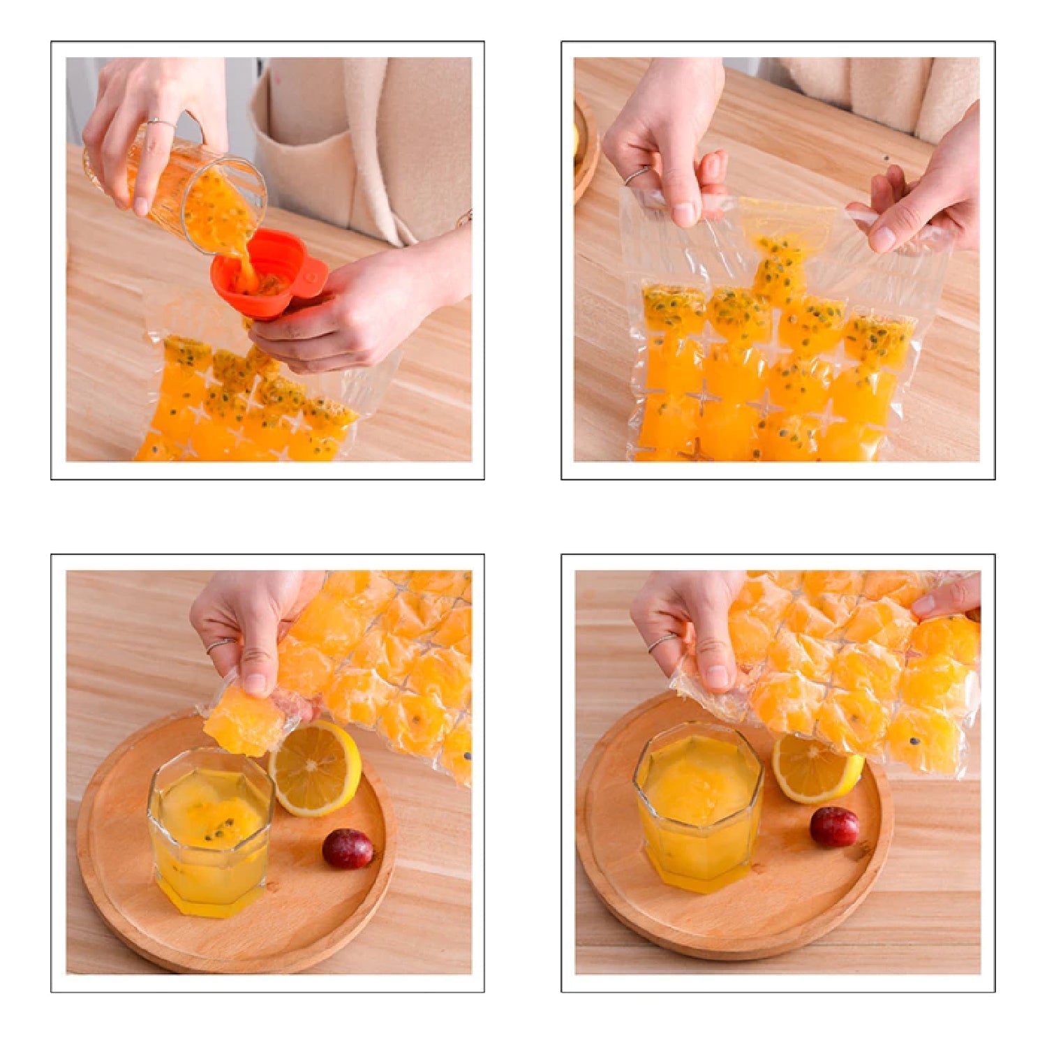 2905 Disposable Ice Cube Bags, Stackable Easy Release Ice Cube Mold Trays Self-Seal Freezing Maker, Cold Ice Pack Cooler Bag for Cocktail Food Wine DeoDap