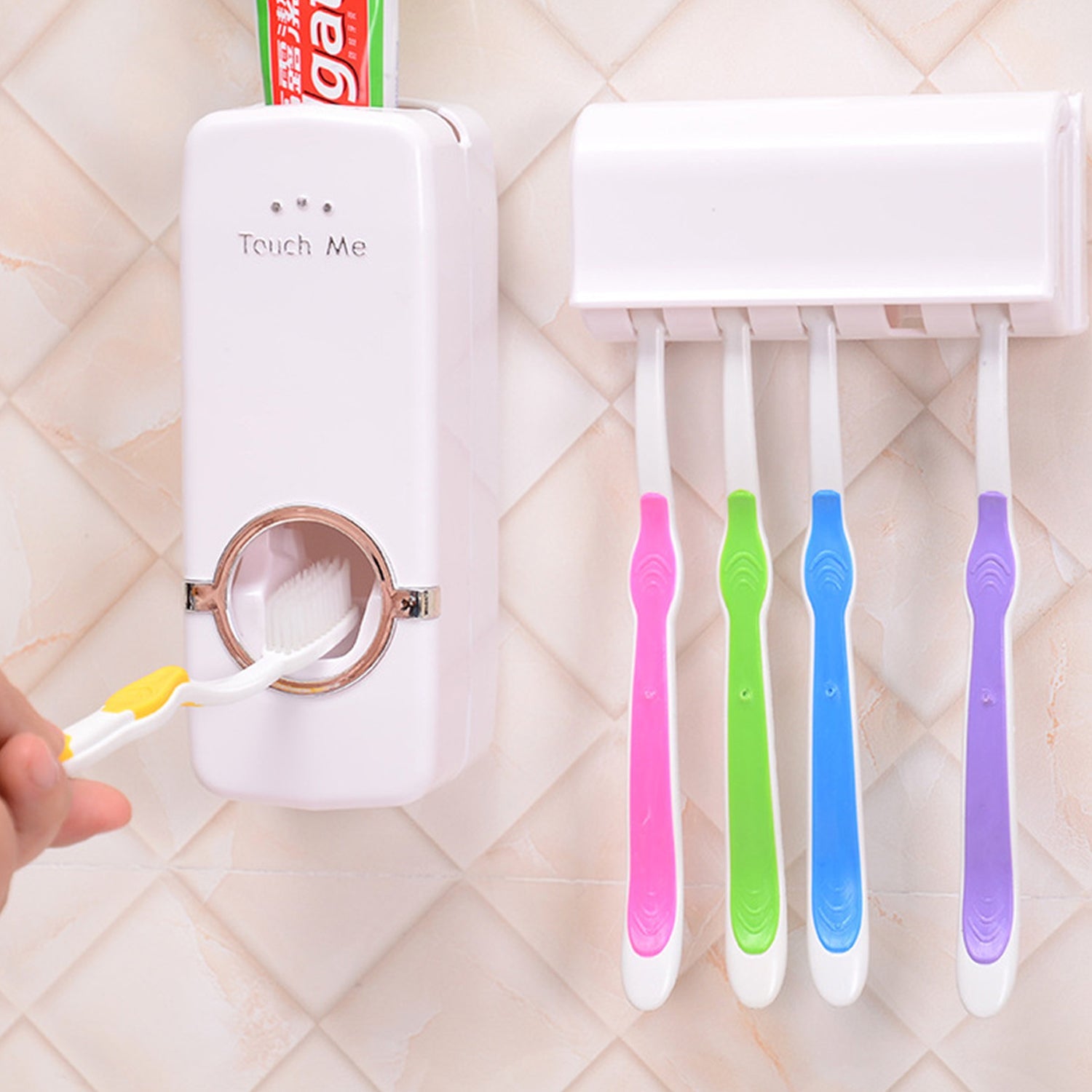 0174A Hands Free Wall Mounted Plastic Dust Proof Automatic Toothpaste Dispenser DeoDap