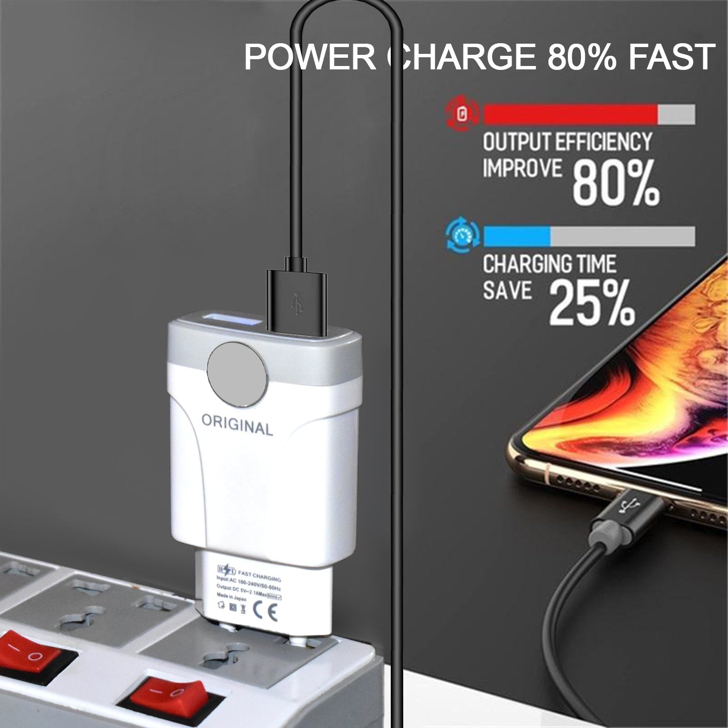 6002 Fast Charging Power Adaptor Without Cable for Devices