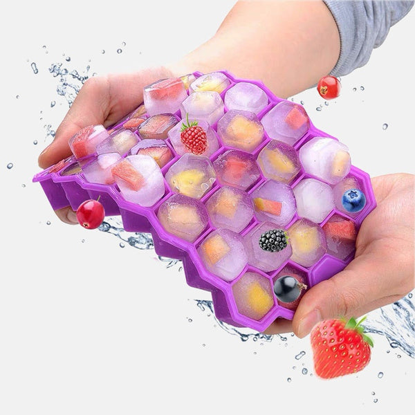 1138 Flexible Silicone Honeycomb Design 37 Cavity Ice Cube Tray DeoDap
