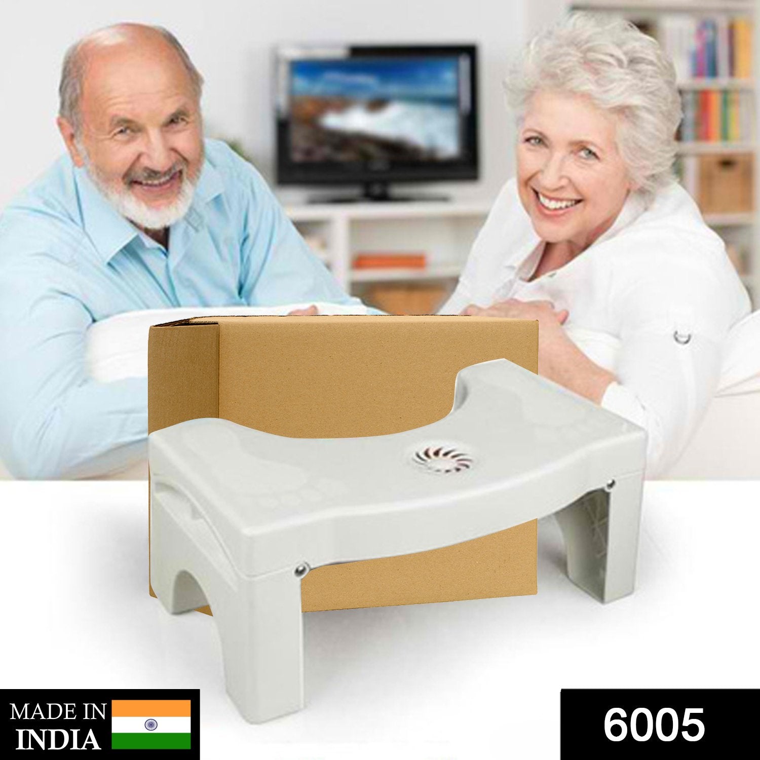 6005 Plastic Non-Slip Folding Toilet Squat Stool - White Color