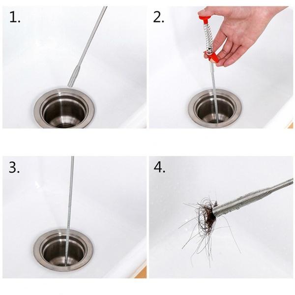1595 Metal Wire Brush Hand Kitchen Sink Spring Cleaner Sewer Dredging Tool - SkyShopy
