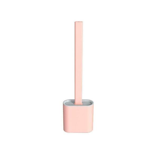 1398 Silicon Toilet Brush with Slim Holder Stand& Flat Head with Flexible Soft Bristles - SkyShopy