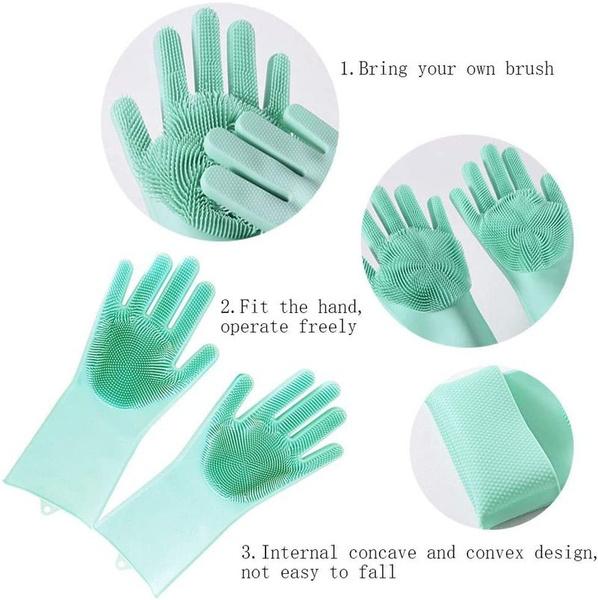 4661 Reusable Silicone Cleaning Brush Scrubber Gloves (Multicolor)