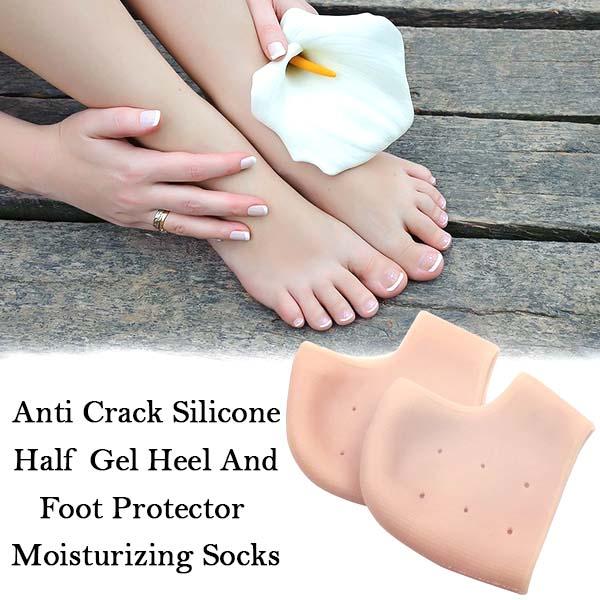 1475 Anti Crack Silicone Half Gel Heel And Foot Protector Moisturizing Socks - SkyShopy