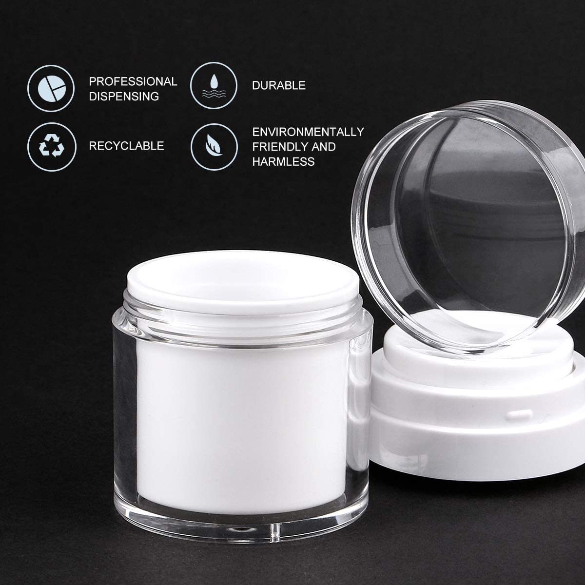 Airless Pump Jars 30ML,Empty Refillable Cosmetic Air Pump Acrylic Bottles Airless Lotion Face Cream Dispenser Containers Makeup Vials Accessories Leak-Proof DIY Travel Cans Press Style