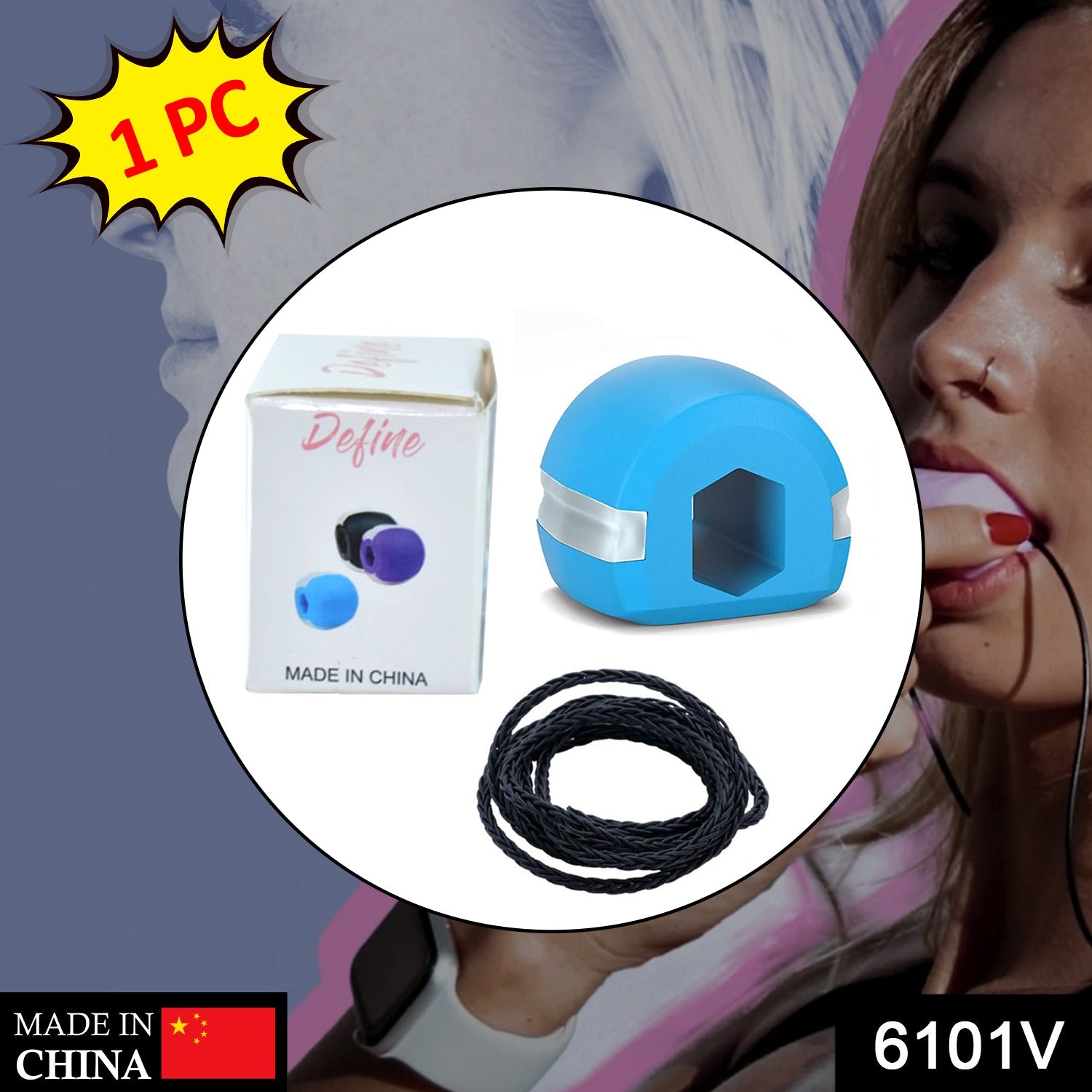 6101 V Cn Blue Jaw Exerciser Used To Gain Sharp And Chiselled Jawline Easily And Fast. DeoDap