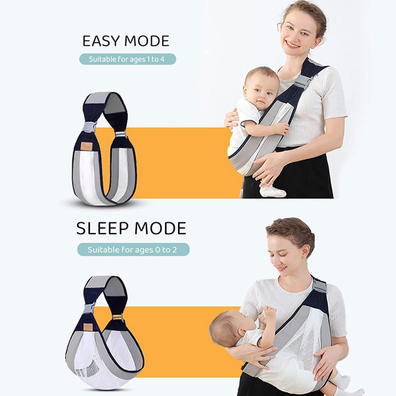 SkyShopy Baby Carrier Newborn to Toddler, Ergonomic 3D Mesh Baby Wraps Carrier, Adjustable Baby Sling, Lightweight Breathable Baby Carrier Wrap with Thick Shoulder Straps for 0-36 Months Infant