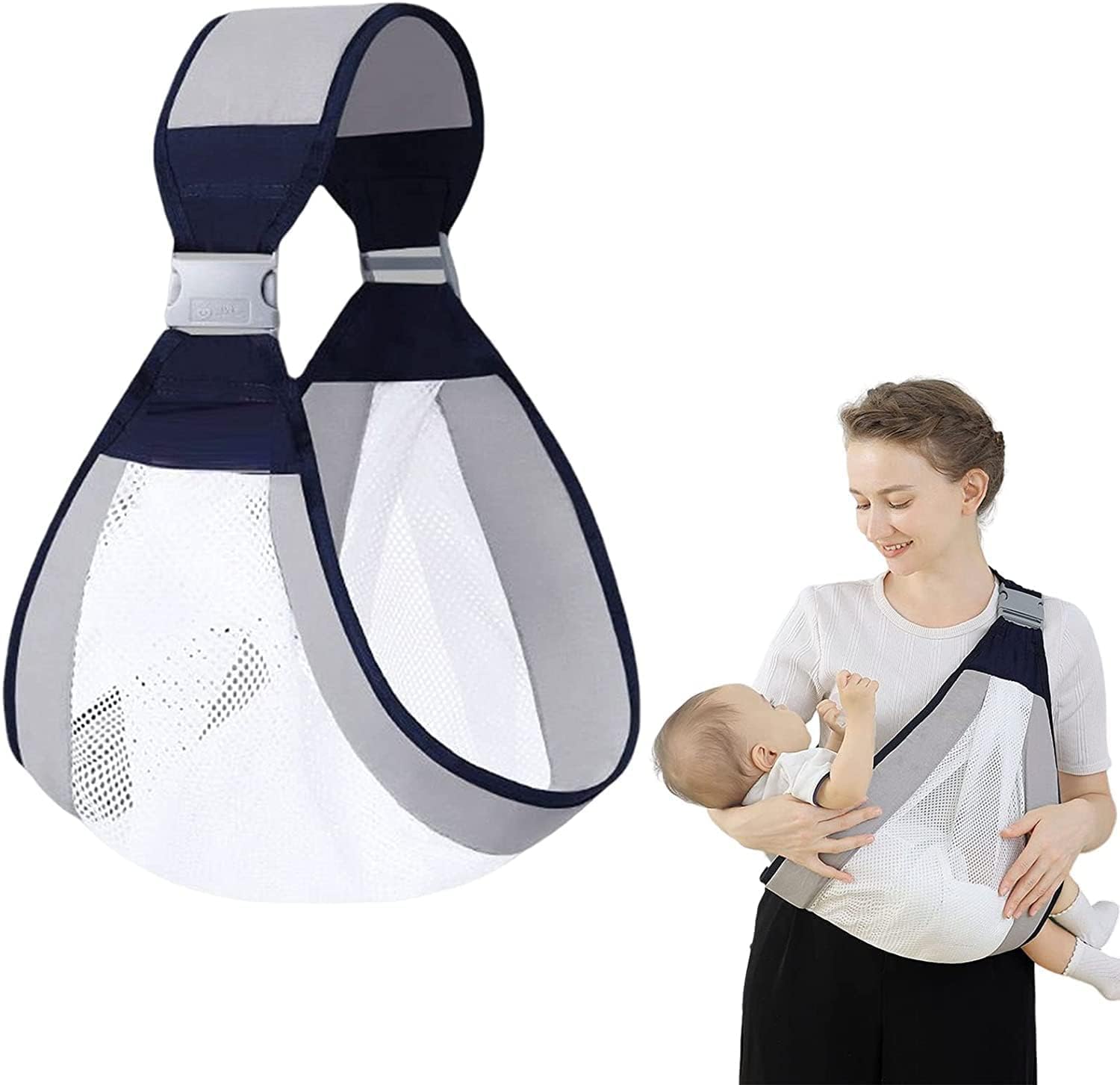 SkyShopy Baby Carrier Newborn to Toddler, Ergonomic 3D Mesh Baby Wraps Carrier, Adjustable Baby Sling, Lightweight Breathable Baby Carrier Wrap with Thick Shoulder Straps for 0-36 Months Infant