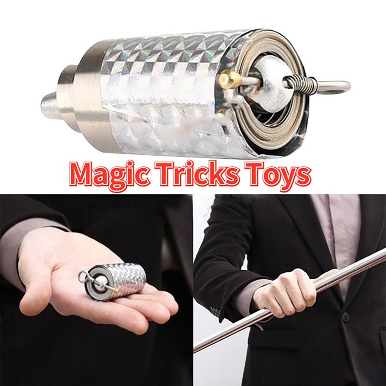 1697 Magic Toy Metal High Elasticity Steel Silver Appearing Cane Magic Toy Magic Steel
