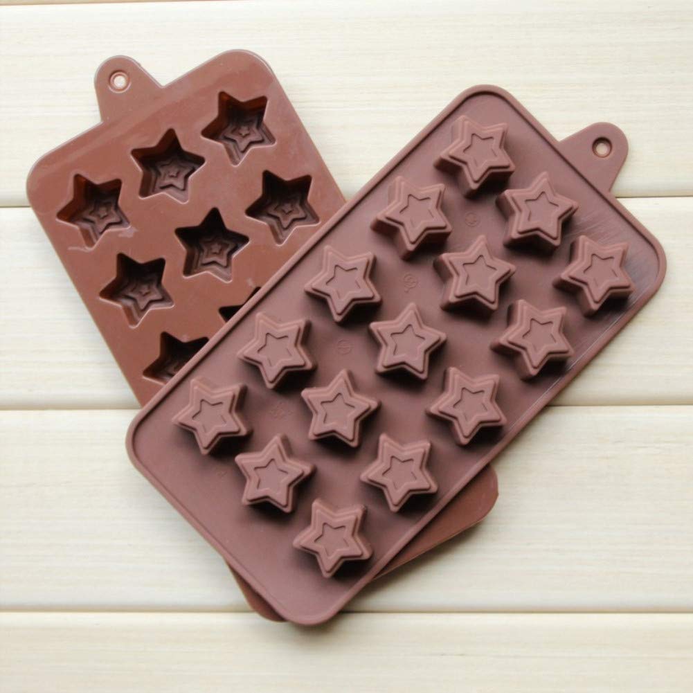1189 Food Grade Non-Stick Reusable Silicone Star Shape 15 Cavity Chocolate Molds / Baking Trays - SkyShopy