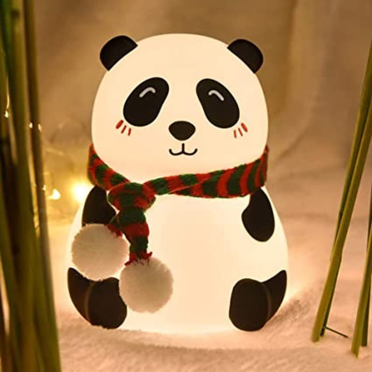 SkyShopy Panda Lamp, Panda Gifts, Panda Touch Silicone Lamp, Birthday Gift for Girls and Boys, Panda Light Lamp, Kids Night Light, Silicone lamp, Rechargeable - Close Eye