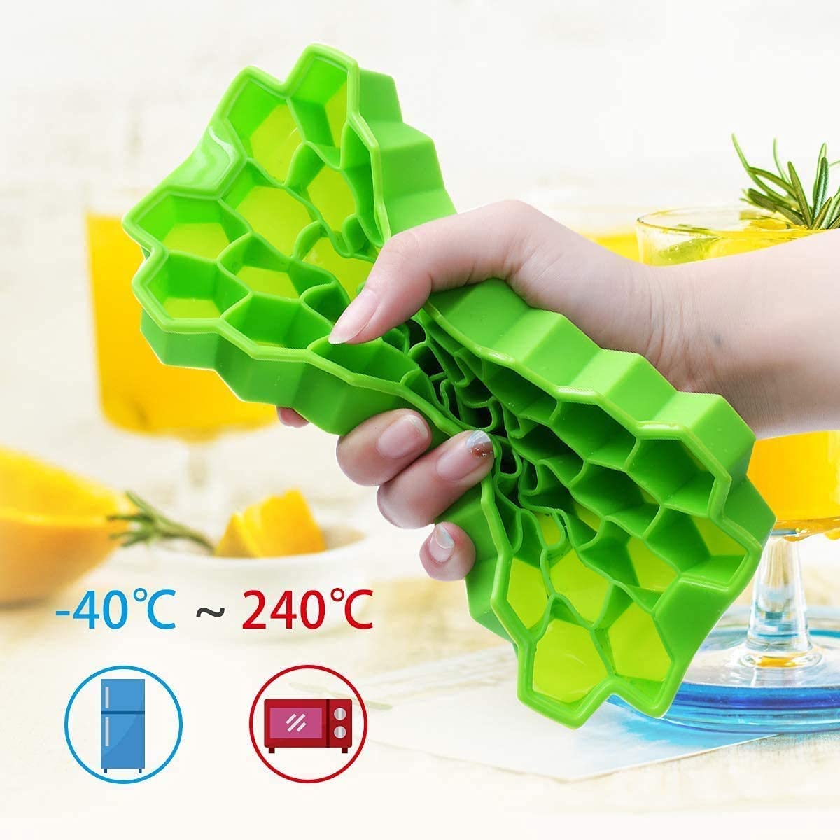 7161 Flexible Silicone Honeycomb Design 37 cavity Ice Cube Moulds Trays Small Cubes For Whiskey Tray For Fridge (Multicolor) DeoDap