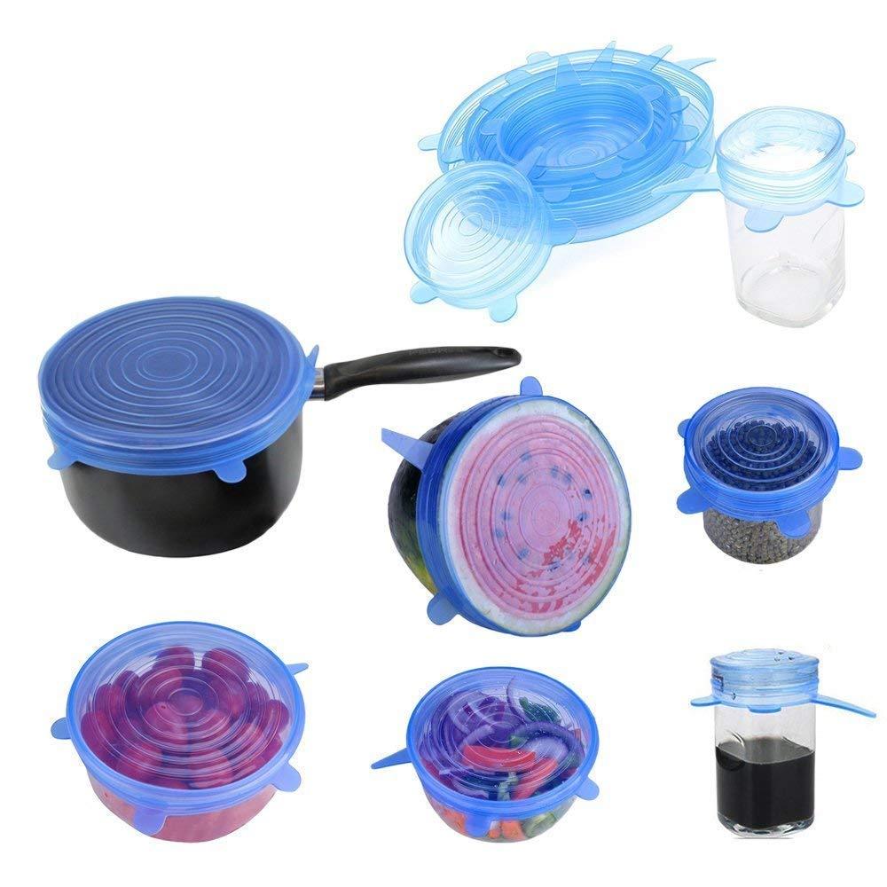 2154 Silicone Stretch Lids Reuseable Microwave Safe Flexible Covers (Set of 6) (Loose Pack) - SkyShopy