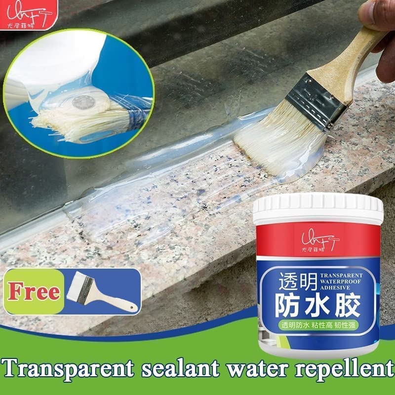 Waterproof Transparent Crack Seal Glue 300g with brush Leaking Sealant Window Crack Transparent Sealant Roof Sealant Waterproof Gel Adhesive seal cracks agent For Surface, Cement, Marble, Wood