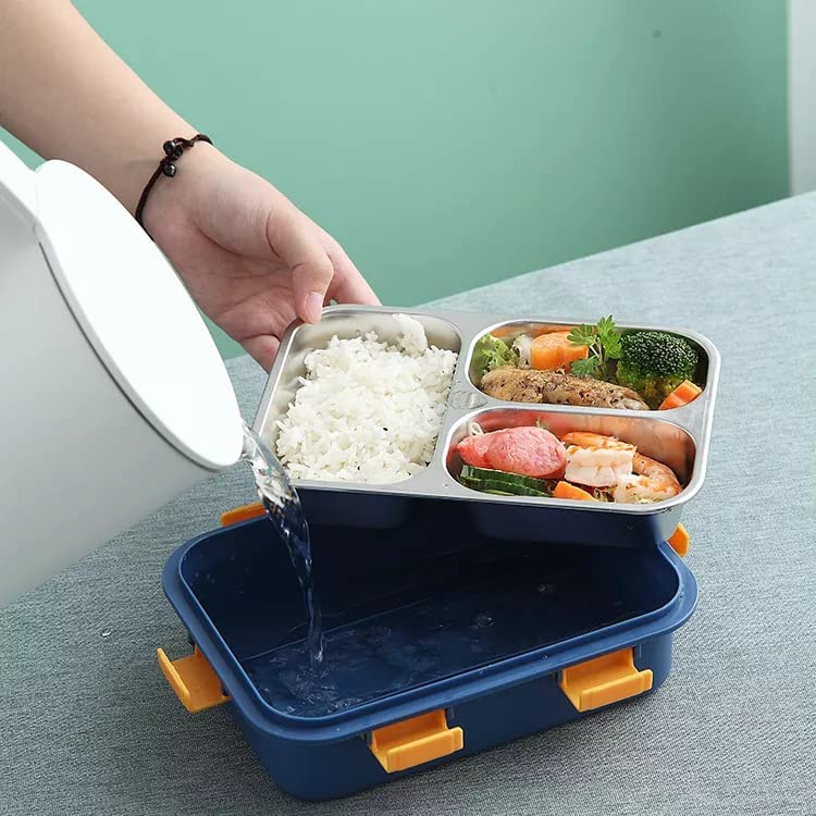 Lunch Boxes for Adults - Lunch Box for Kids with Spoon & Fork - Durable Perfect Size for On-The-Go Meal, BPA-Free (Multi Color) (3 Section)