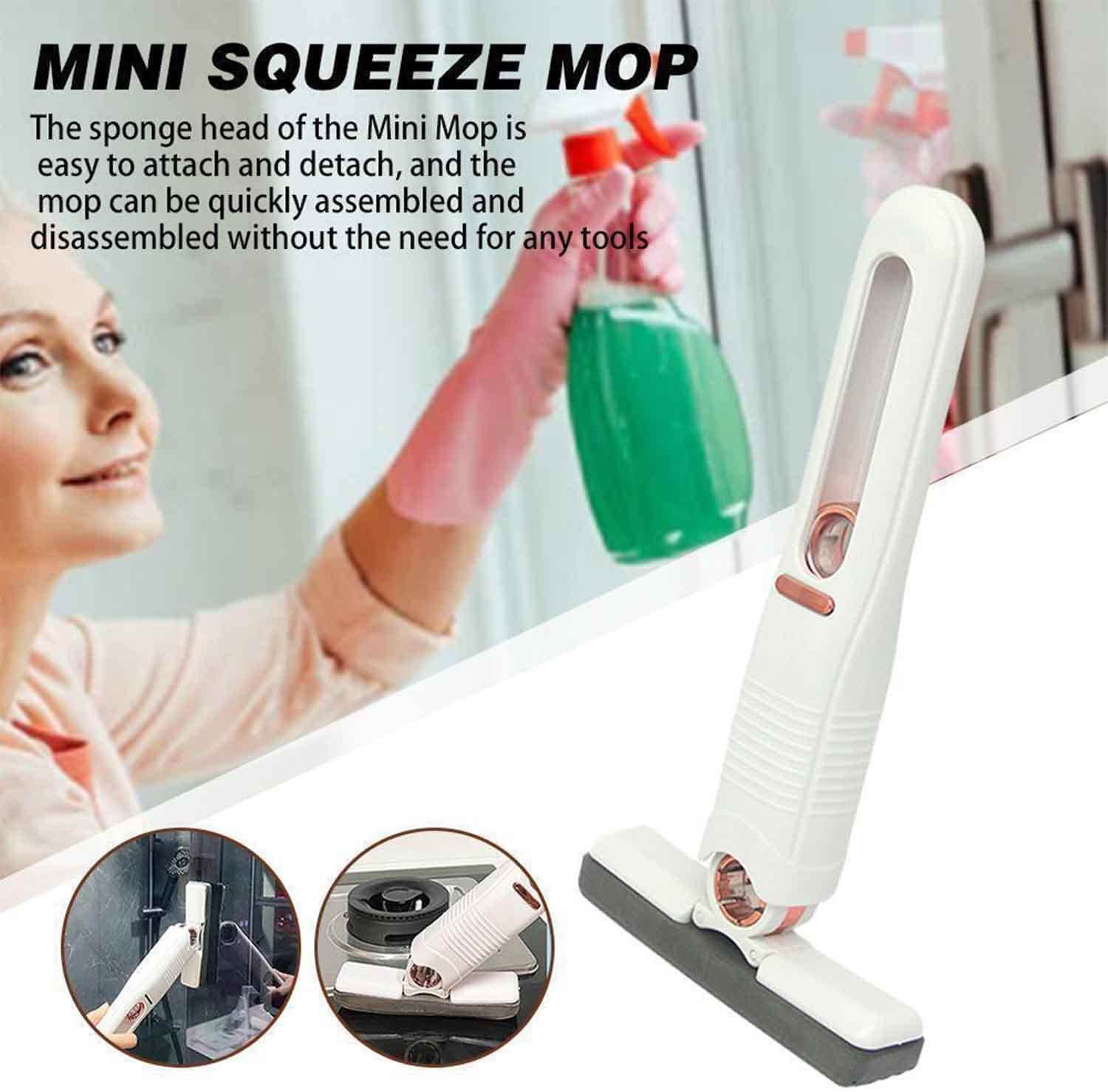 Portable Mini Mop Household Cleaning Sponge Mini Mop,Portable Self-Squeeze Mini Mop for Cleaning Bathroom Kitchens Desktop Glass