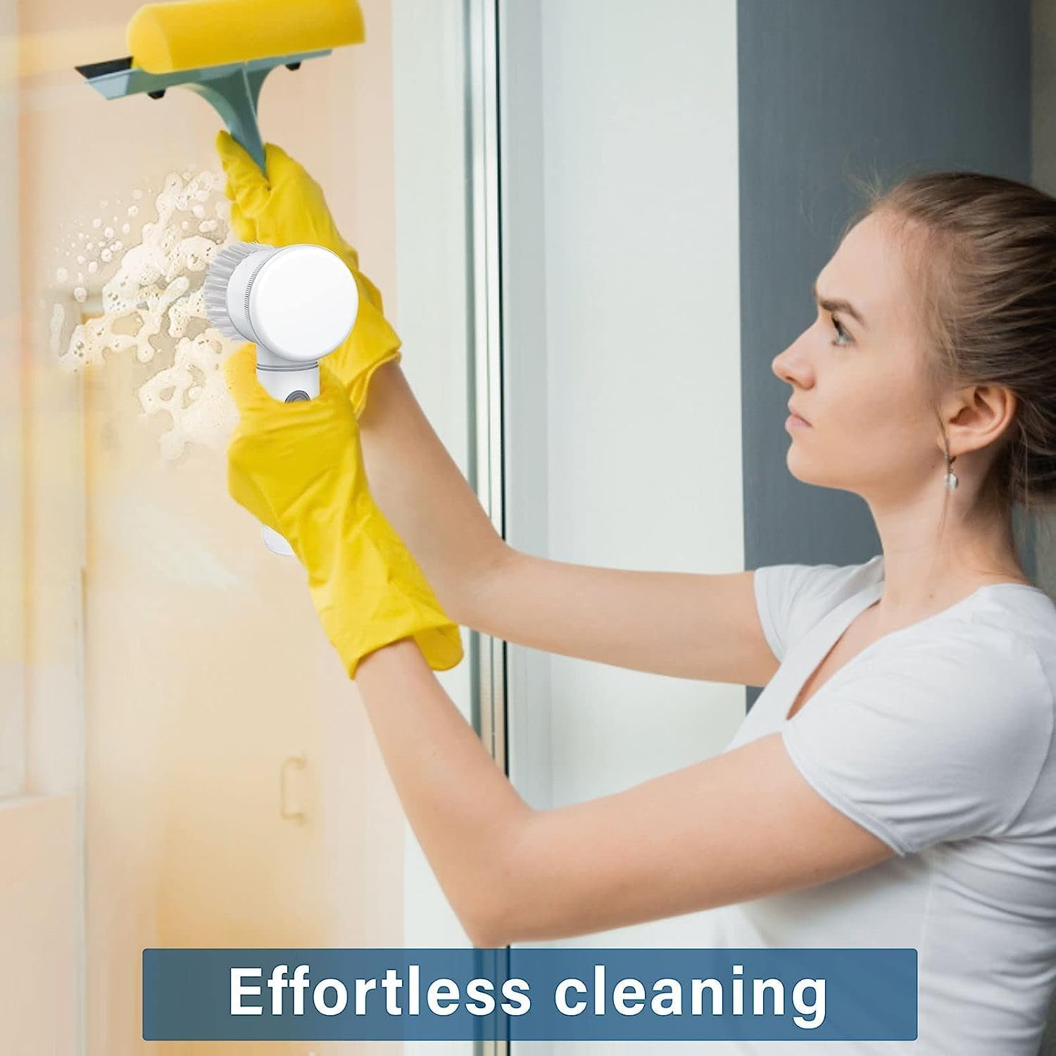 SkyShopy Electric Spin Scrubber Rechargeable Cleaning Tools,Grout Brush, Electric Cleaning Brush with 3 Brush Heads,Electric Scrubber Suitable for Bathroom Wall Tiles Floor Bathtub Kitchen