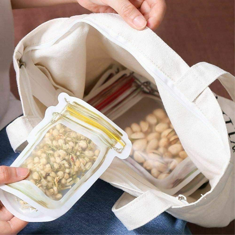 1073 Reusable Airtight Seal Plastic Food Storage Mason Jar Zipper (150ml) - SkyShopy