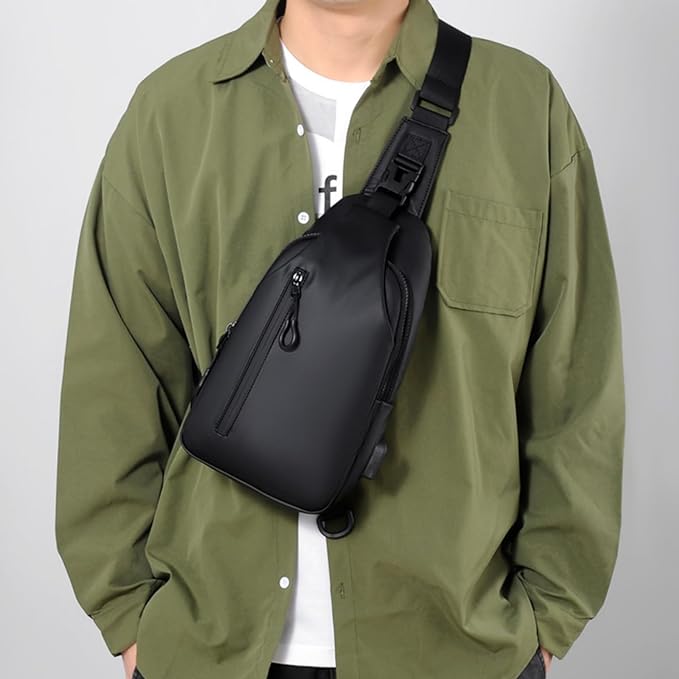 SkyShopy Men's Chest Bag Shoulder Bag Messenger Sports Backpack Water Resistant Usb Charging Port Shoulder Sling Bag